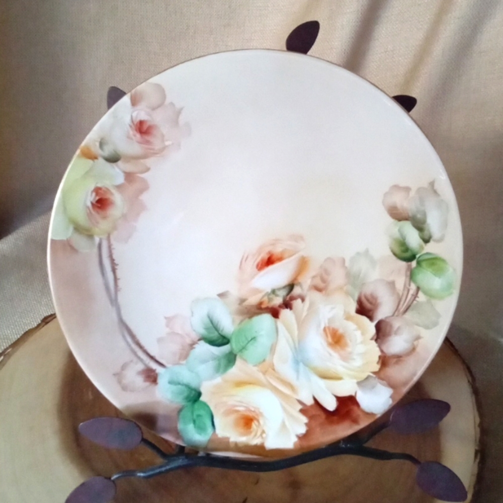 Vintage Jean Pouyat Limoges Golden Roses Plate